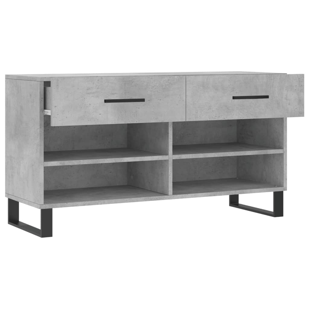 Panca Porta Scarpe Grigio Cemento 102x35x55cm Legno Multistrato - homemem39