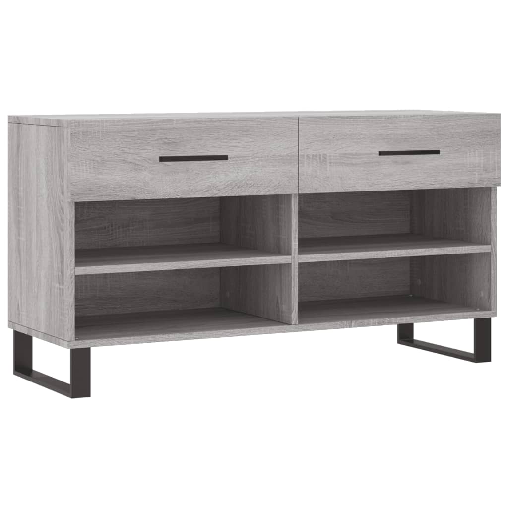 Panca Porta Scarpe Grigio Sonoma 102x35x55 cm Legno Multistrato - homemem39