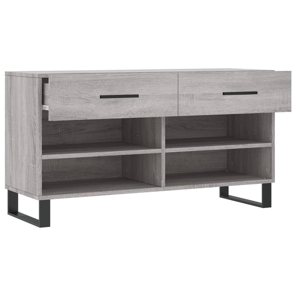 Panca Porta Scarpe Grigio Sonoma 102x35x55 cm Legno Multistrato - homemem39