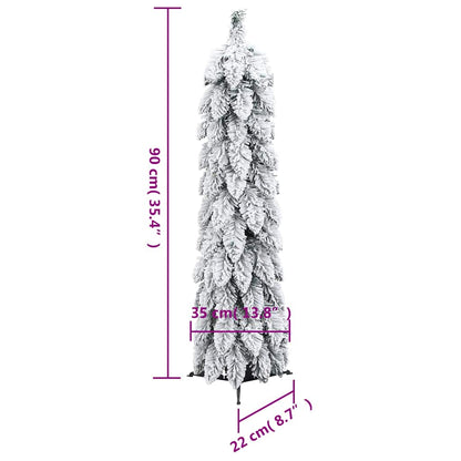 Albero di Natale Artificiale con 45 LED e Neve Floccata 90 cm | homemem39