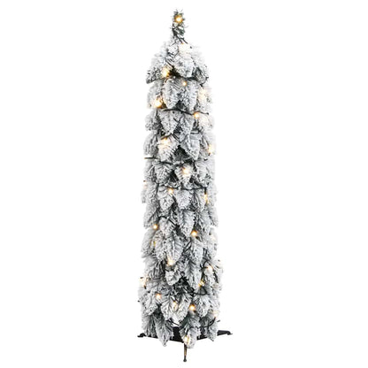 Albero di Natale Artificiale con 45 LED e Neve Floccata 90 cm | homemem39