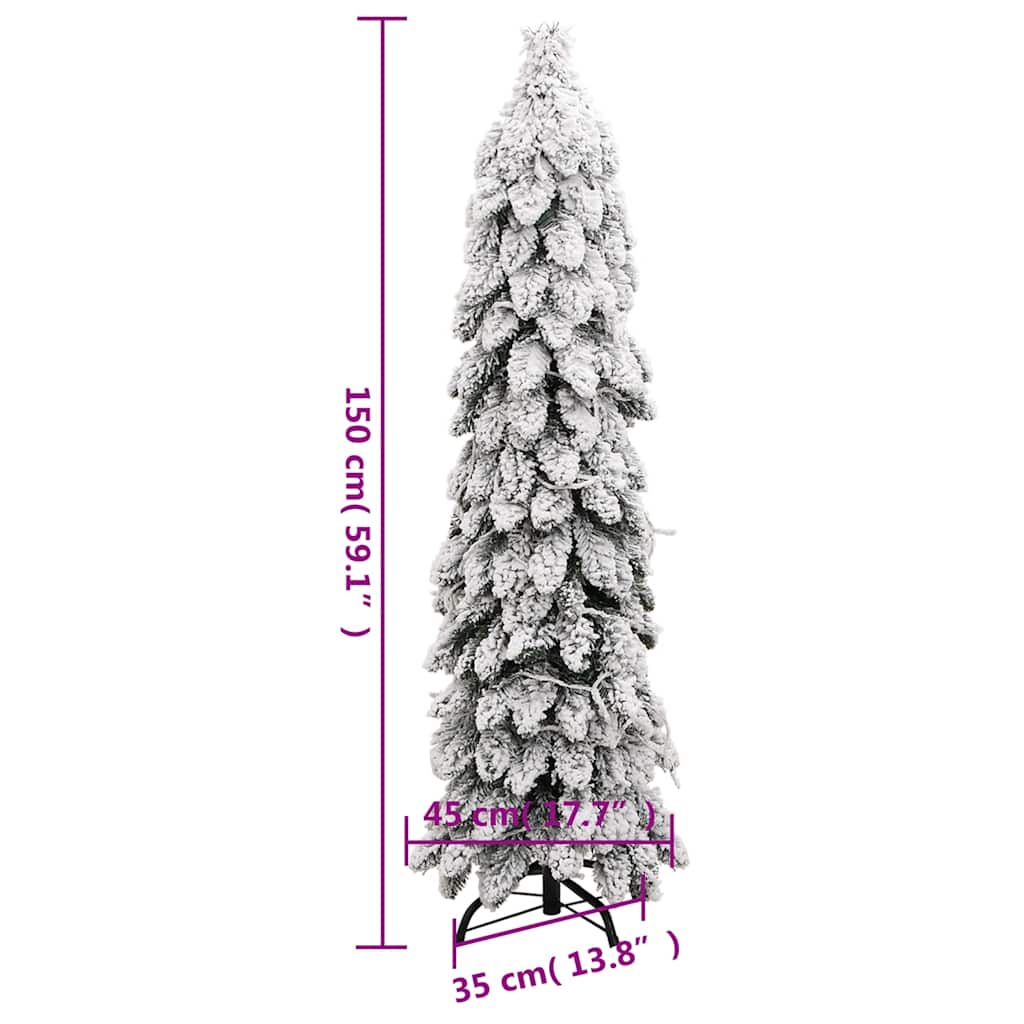 Albero di Natale Artificiale con 80 LED e Neve Floccata 150 cm | homemem39