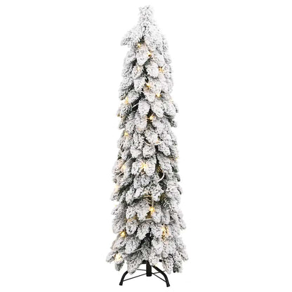 Albero di Natale Artificiale con 80 LED e Neve Floccata 150 cm | homemem39