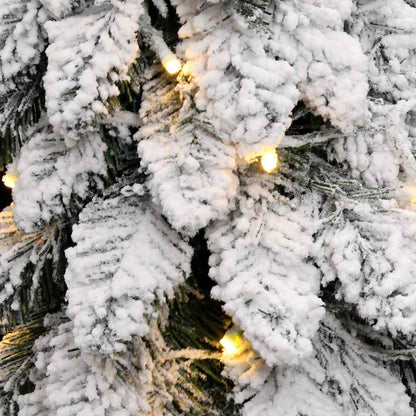 Albero di Natale Artificiale con 80 LED e Neve Floccata 150 cm | homemem39