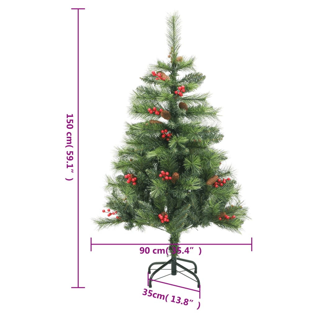 Albero Natale Artificiale Incernierato con Pigne e Bacche 150cm | homemem39