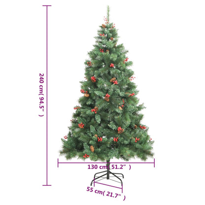 Albero Natale Artificiale Incernierato con Pigne e Bacche 240cm | homemem39
