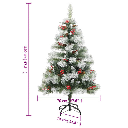 Albero Natale Artificiale Incernierato con Pigne e Bacche 120cm | homemem39