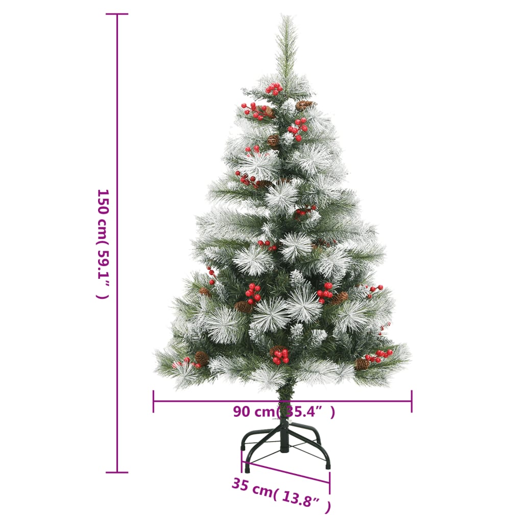 Albero Natale Artificiale Incernierato con Pigne e Bacche 150cm | homemem39