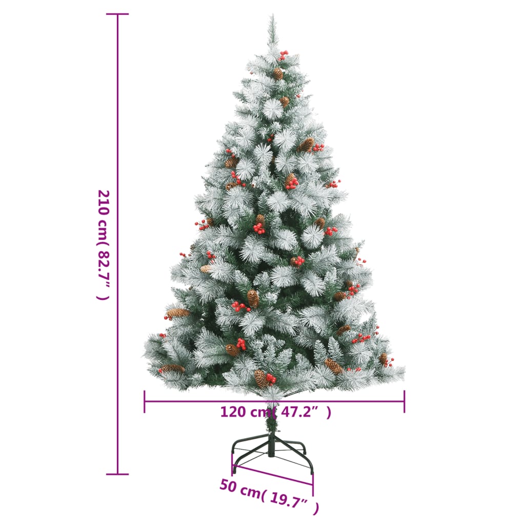 Albero Natale Artificiale Incernierato con Pigne e Bacche 210cm | homemem39