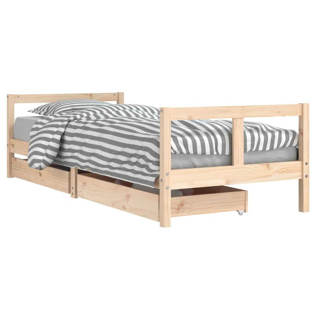 Giroletto Bambini con Cassetti 80x200 cm Legno Massello di Pino - homemem39