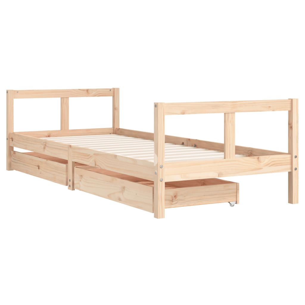 Giroletto Bambini con Cassetti 80x200 cm Legno Massello di Pino - homemem39