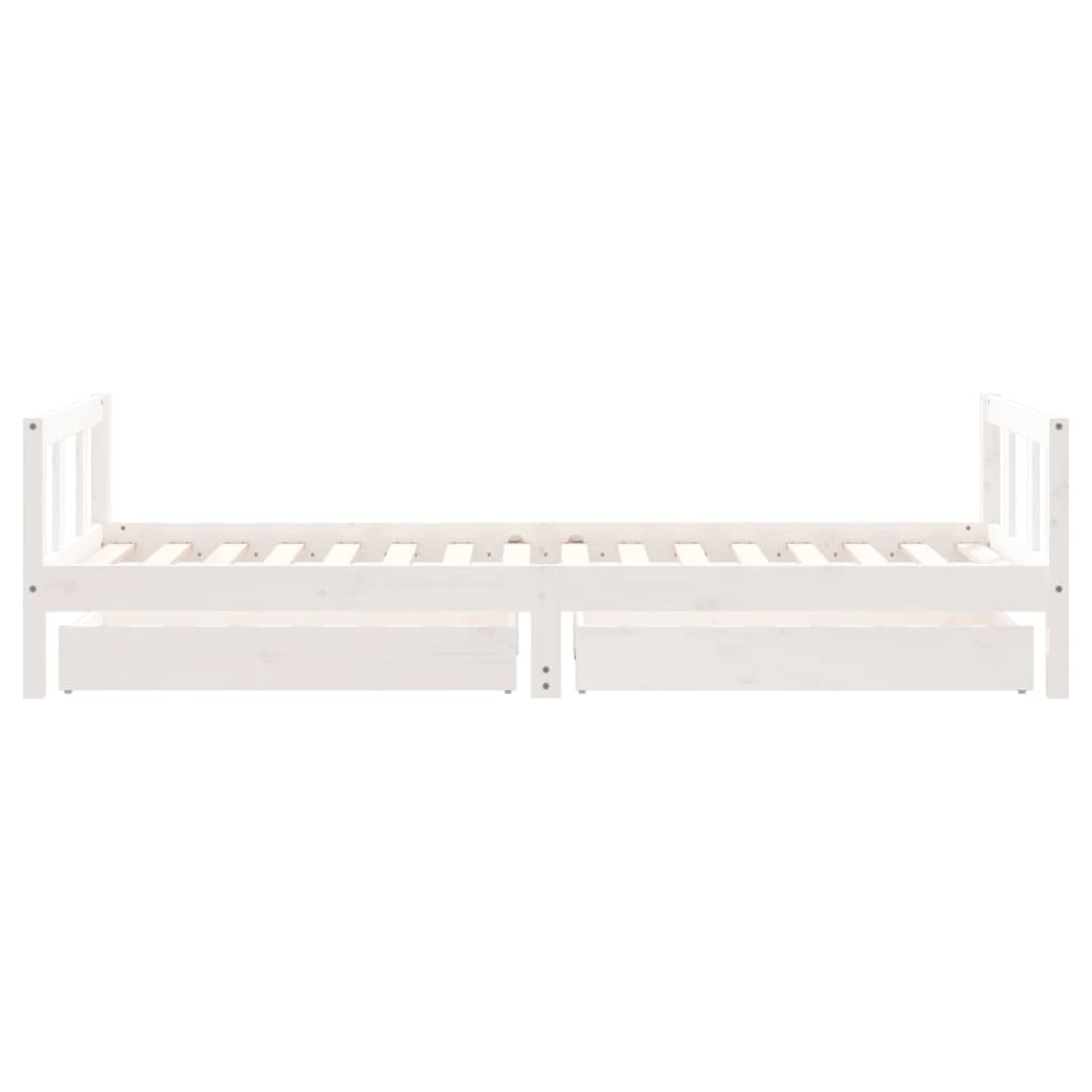 Giroletto Bambini con Cassetti Bianco 90x200cm Massello di Pino - homemem39