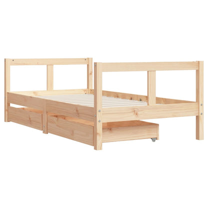 Giroletto per Bambini con Cassetti 80x160cm Legno Massello Pino - homemem39