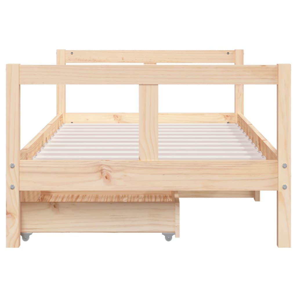 Giroletto per Bambini con Cassetti 80x160cm Legno Massello Pino - homemem39