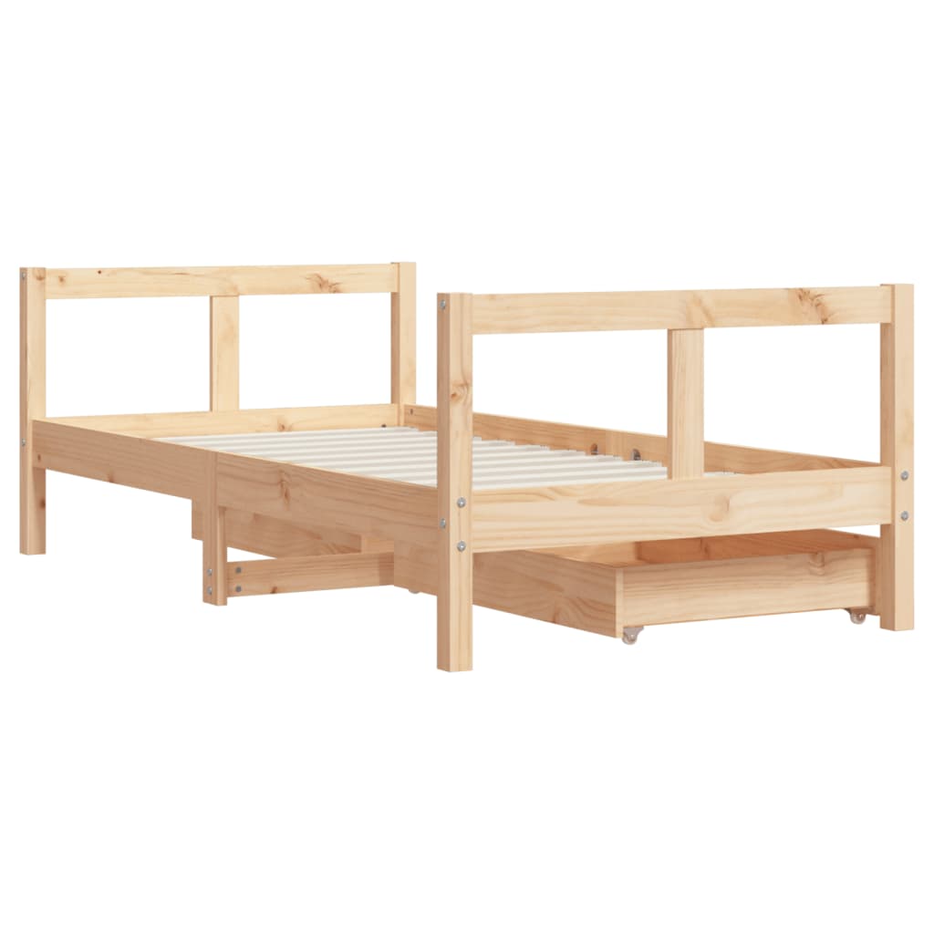 Giroletto per Bambini con Cassetti 80x160cm Legno Massello Pino - homemem39