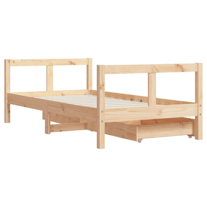 Giroletto per Bambini con Cassetti 80x160cm Legno Massello Pino - homemem39