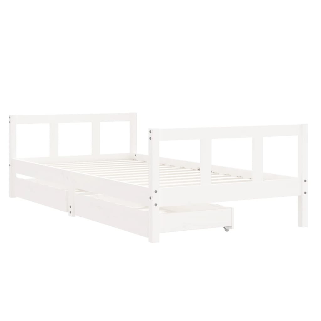 Giroletto Bambini con Cassetti Bianco 90x190 cm Massello Pino - homemem39