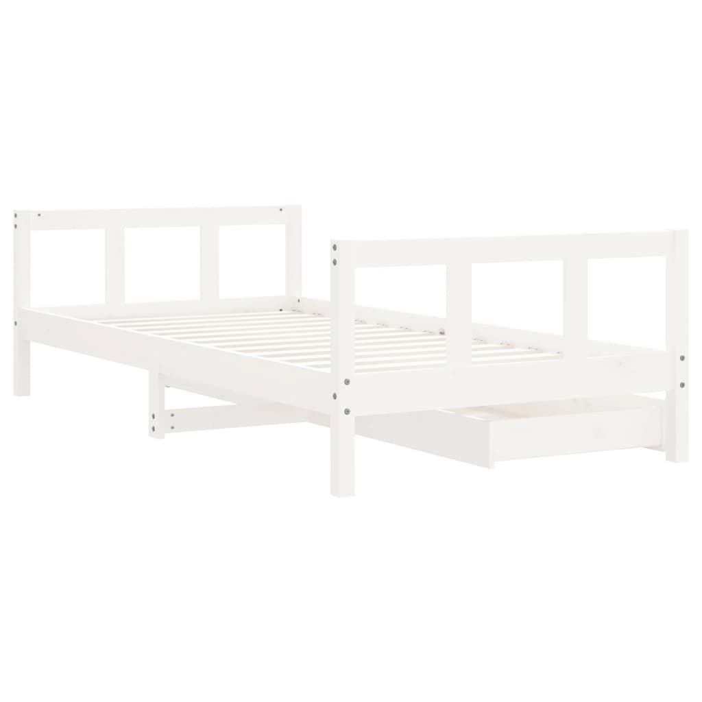 Giroletto Bambini con Cassetti Bianco 90x190 cm Massello Pino - homemem39