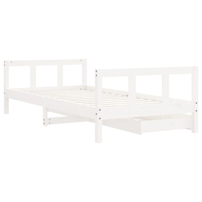 Giroletto Bambini con Cassetti Bianco 90x190 cm Massello Pino - homemem39