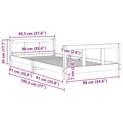 Giroletto per Bambini Bianco 90x190cm in Legno Massello di Pino - homemem39