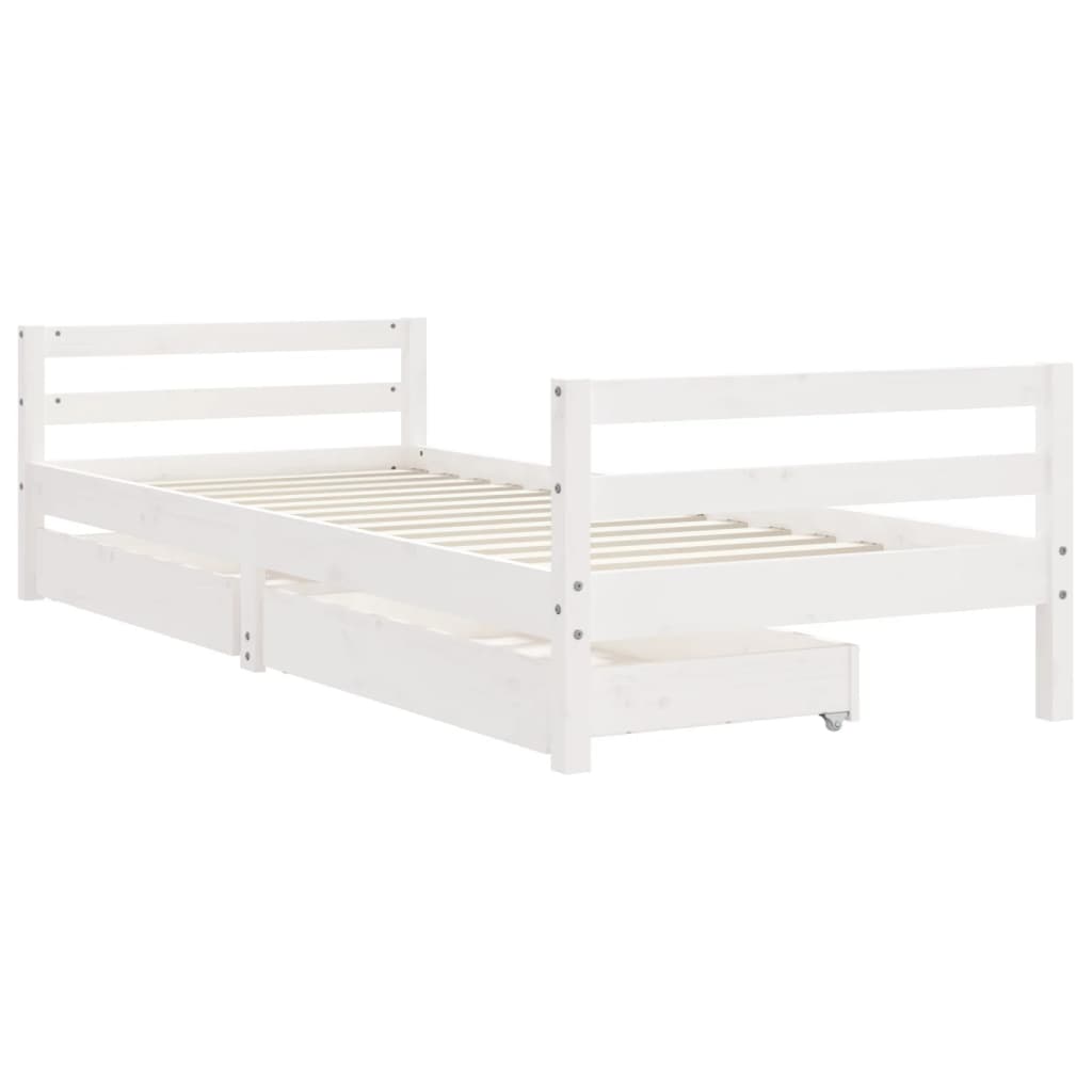 Giroletto Bambini con Cassetti Bianco 80x200cm Massello di Pino - homemem39