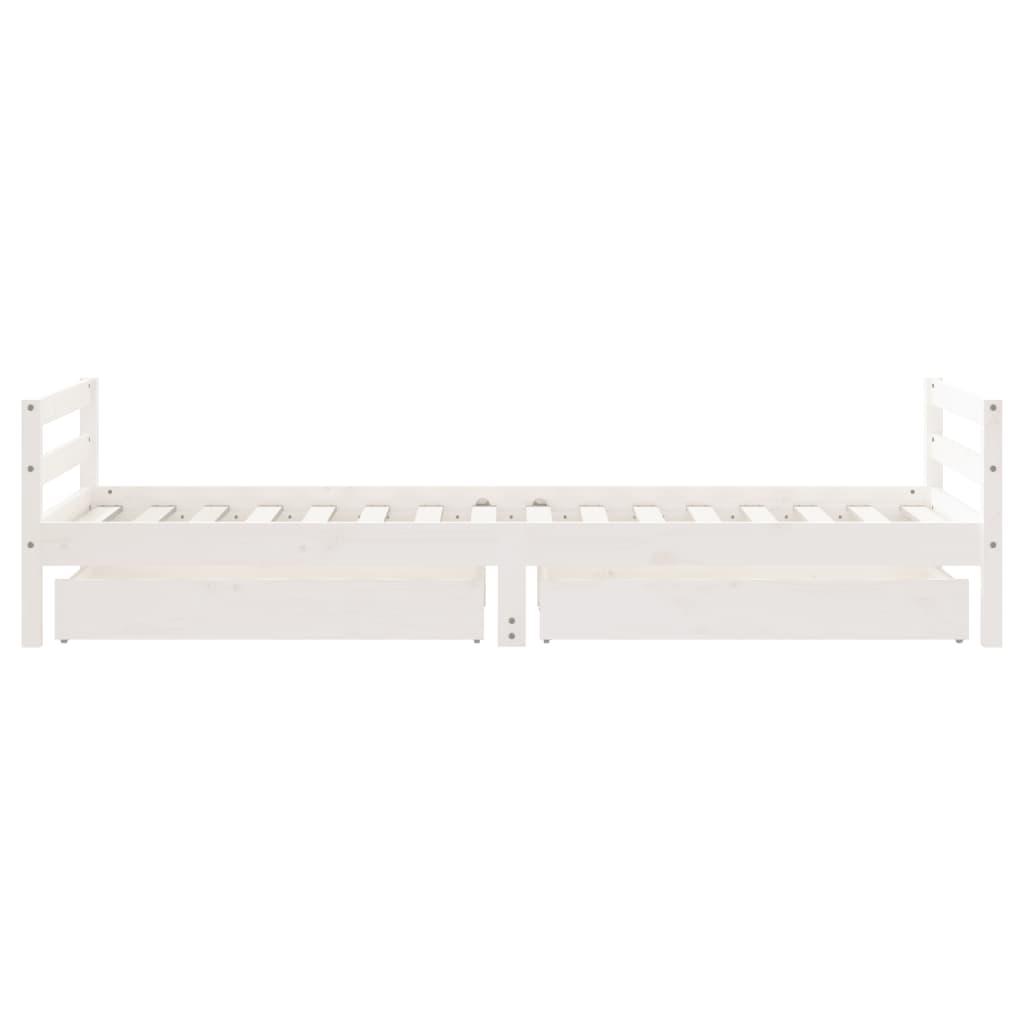 Giroletto Bambini con Cassetti Bianco 80x200cm Massello di Pino - homemem39
