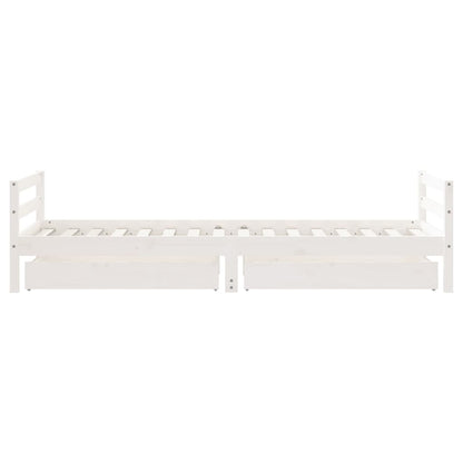 Giroletto Bambini con Cassetti Bianco 80x200cm Massello di Pino - homemem39