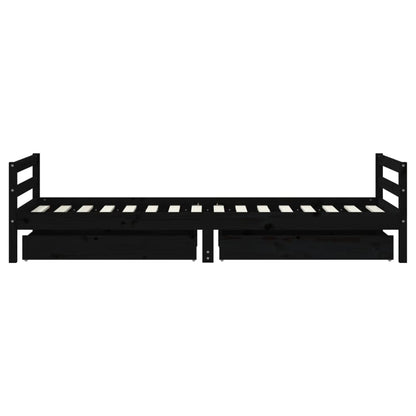 Giroletto Bambini con Cassetti Nero 80x200cm Massello di Pino - homemem39