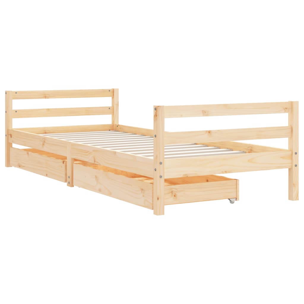 Giroletto Bambini con Cassetti 90x200 cm Legno Massello di Pino - homemem39
