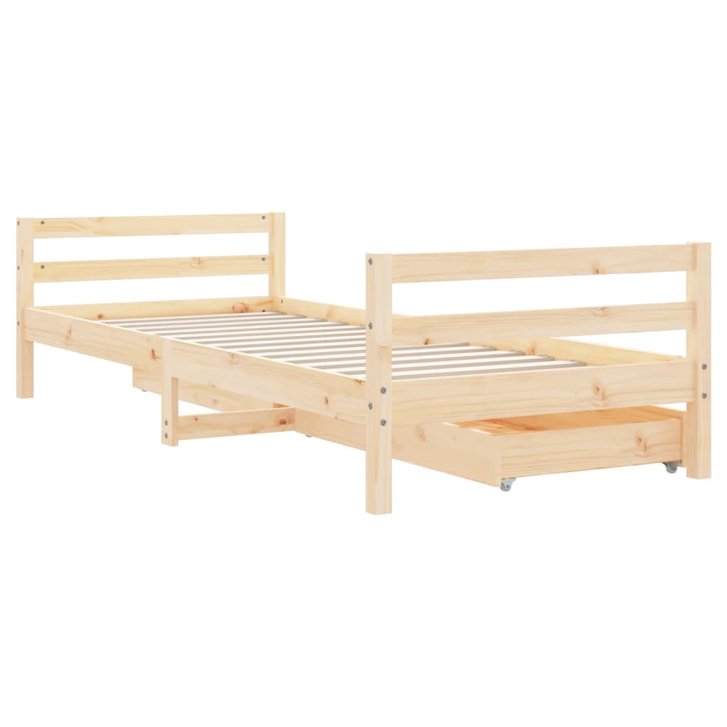 Giroletto Bambini con Cassetti 90x200 cm Legno Massello di Pino - homemem39