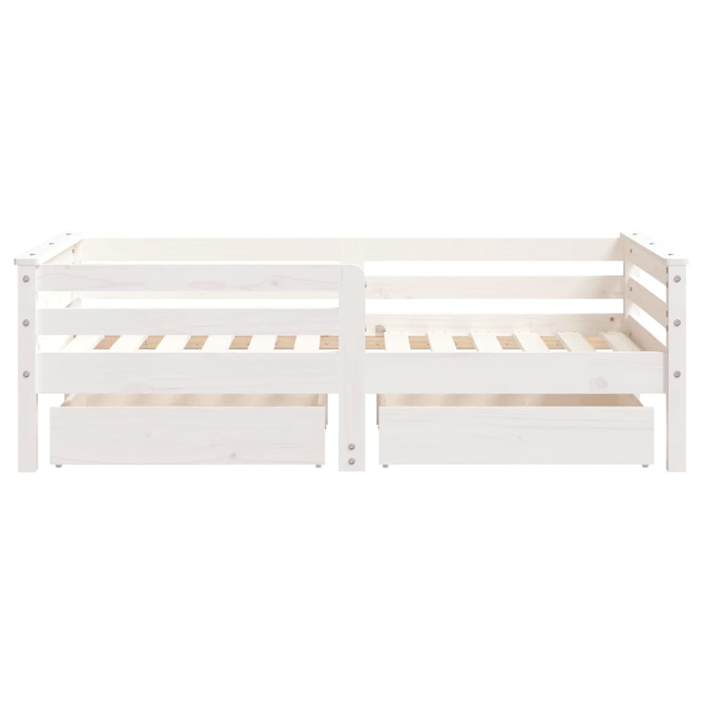 Giroletto Bambini con Cassetti Bianco 70x140cm Massello di Pino - homemem39