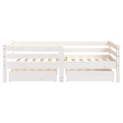 Giroletto Bambini con Cassetti Bianco 70x140cm Massello di Pino - homemem39