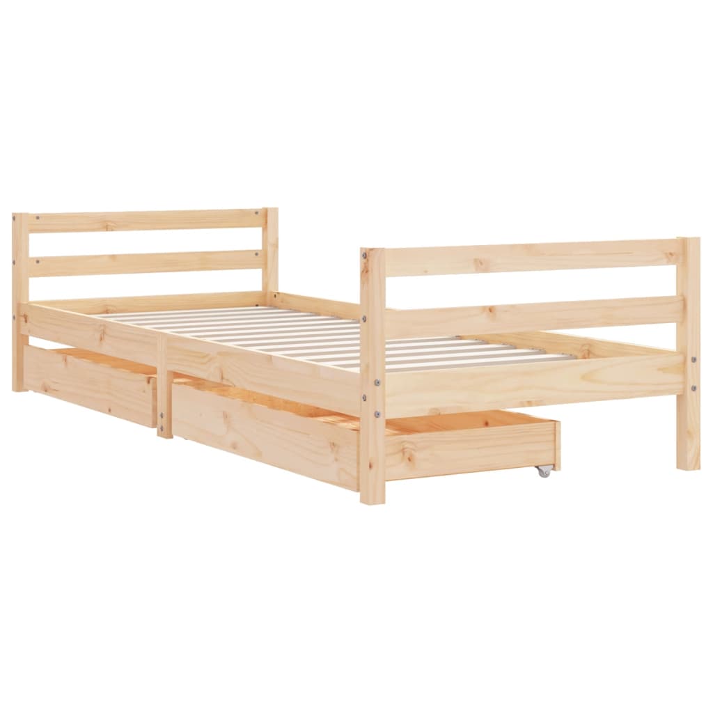 Giroletto per Bambini con Cassetti 90x190cm Legno Massello Pino - homemem39
