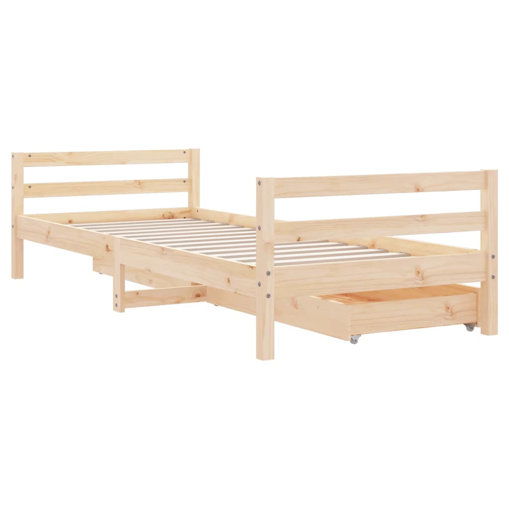 Giroletto per Bambini con Cassetti 90x190cm Legno Massello Pino - homemem39