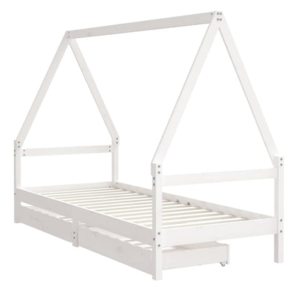 Giroletto Bambini con Cassetti Bianco 80x200cm Massello di Pino - homemem39
