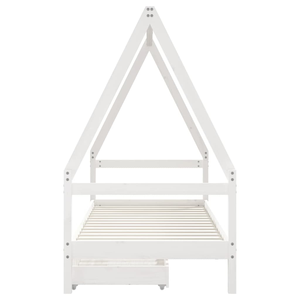 Giroletto Bambini con Cassetti Bianco 80x200cm Massello di Pino - homemem39