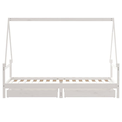 Giroletto Bambini con Cassetti Bianco 80x200cm Massello di Pino - homemem39
