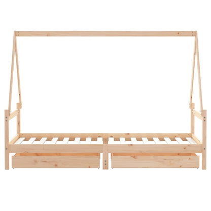 Giroletto Bambini con Cassetti 90x200 cm Legno Massello di Pino - homemem39