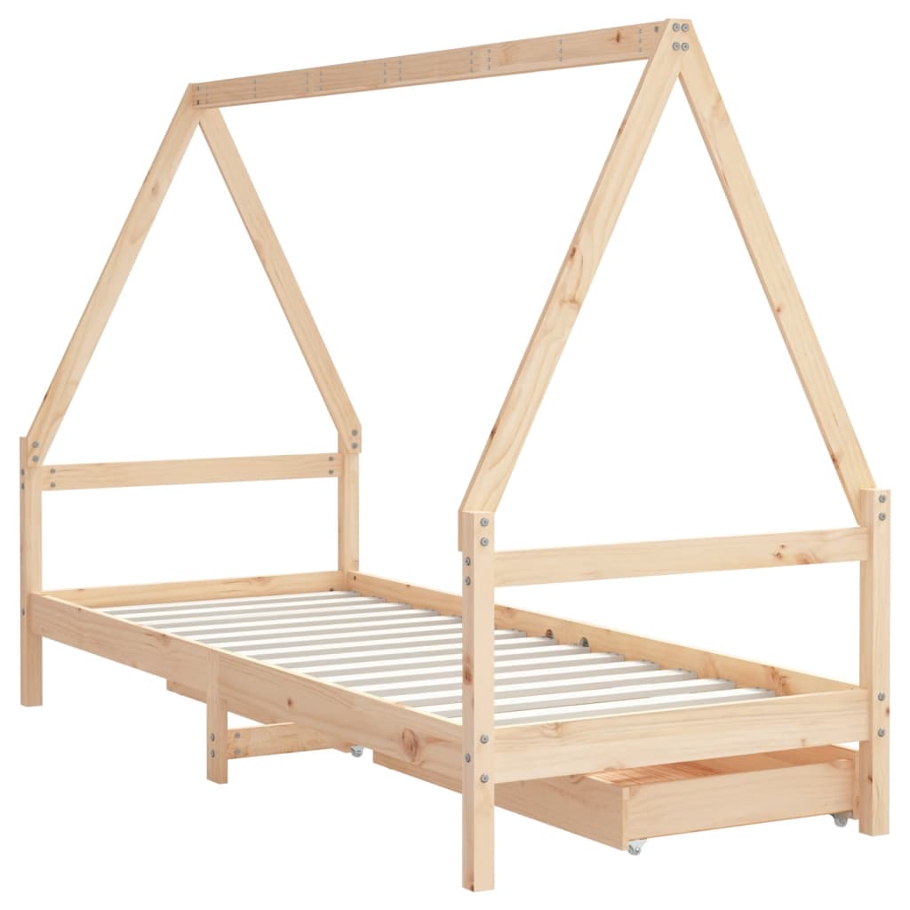 Giroletto Bambini con Cassetti 90x200 cm Legno Massello di Pino - homemem39
