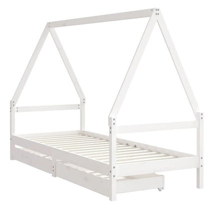 Giroletto Bambini con Cassetti Bianco 90x200cm Massello di Pino - homemem39