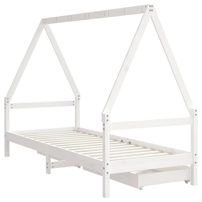 Giroletto Bambini con Cassetti Bianco 90x200cm Massello di Pino - homemem39