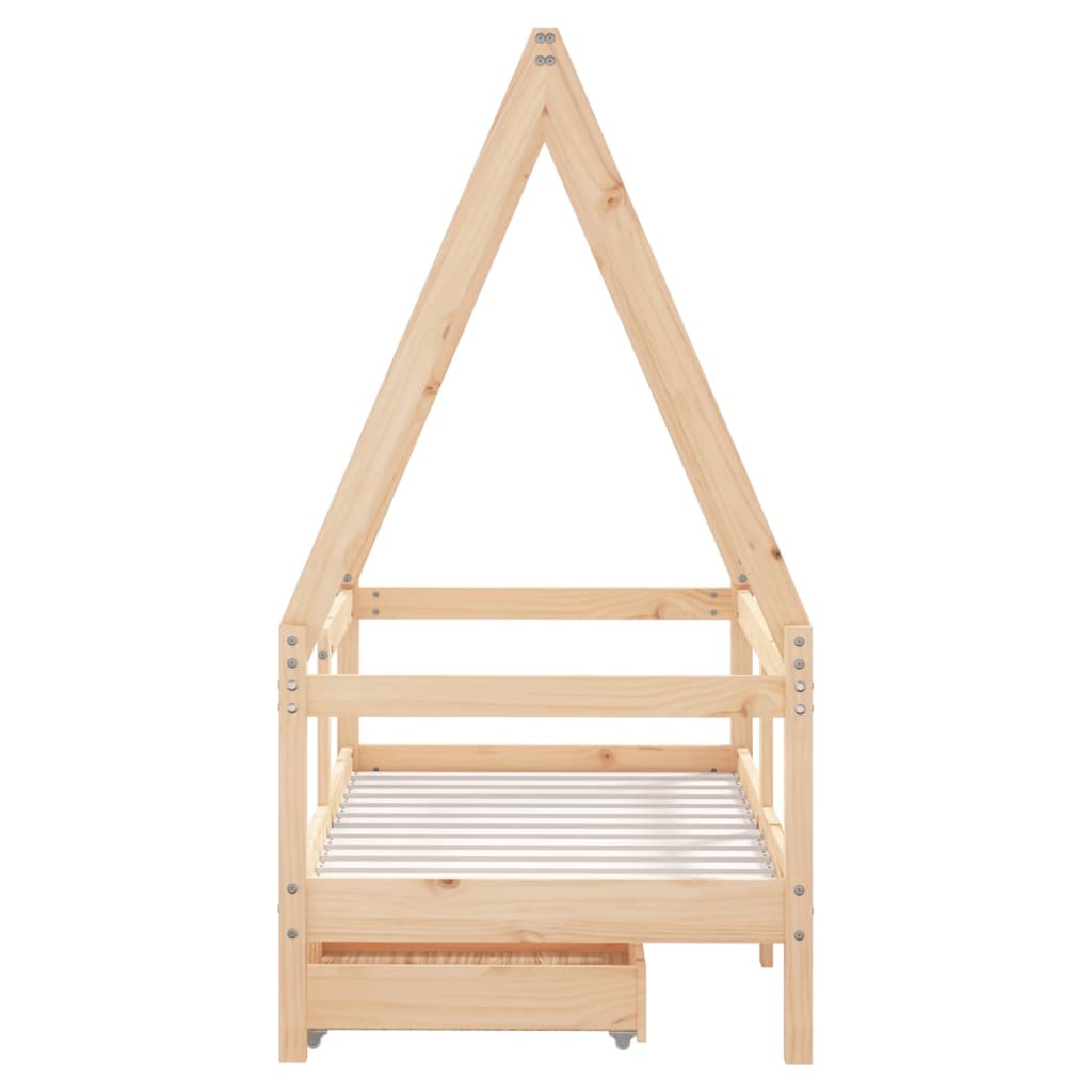 Giroletto Bambini con Cassetti 70x140 cm Legno Massello di Pino - homemem39