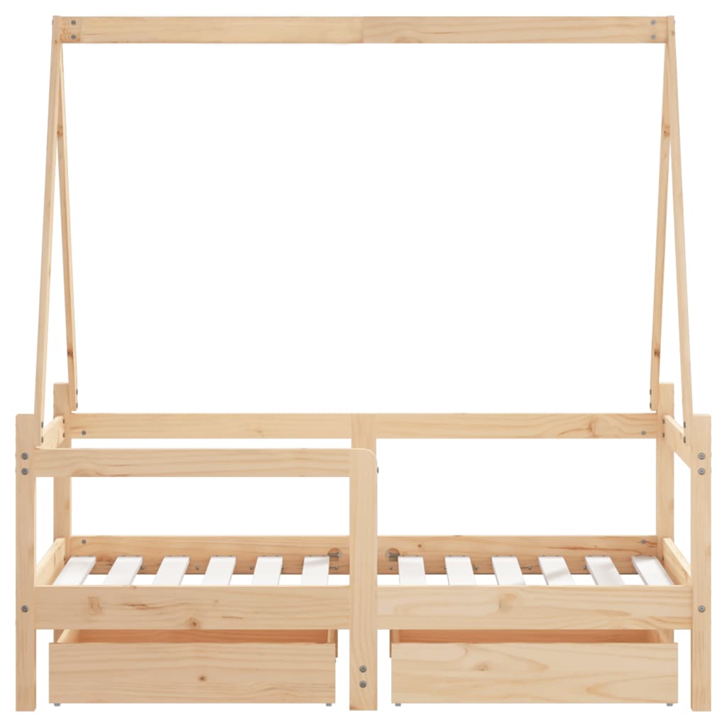 Giroletto Bambini con Cassetti 70x140 cm Legno Massello di Pino - homemem39