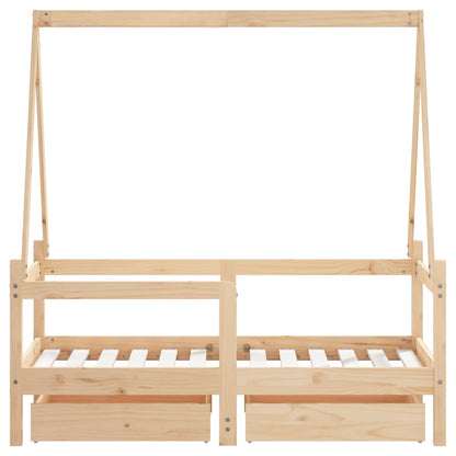 Giroletto Bambini con Cassetti 70x140 cm Legno Massello di Pino - homemem39