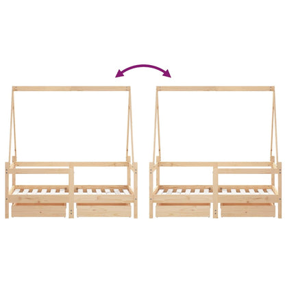 Giroletto Bambini con Cassetti 70x140 cm Legno Massello di Pino - homemem39