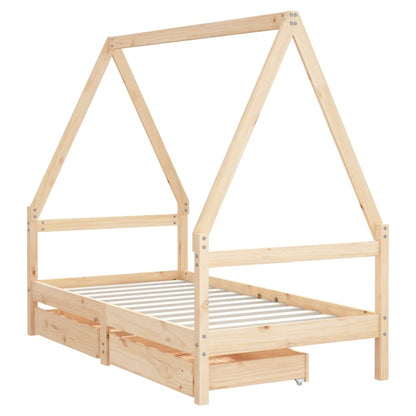Giroletto per Bambini con Cassetti 80x160cm Legno Massello Pino - homemem39