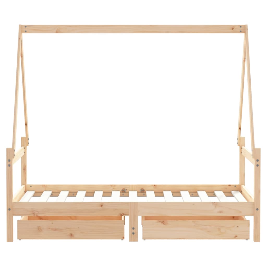 Giroletto per Bambini con Cassetti 80x160cm Legno Massello Pino - homemem39