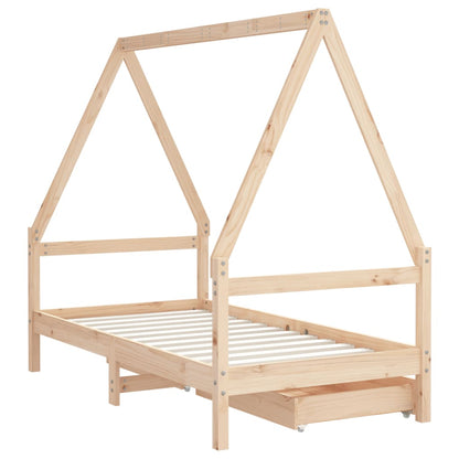 Giroletto per Bambini con Cassetti 80x160cm Legno Massello Pino - homemem39