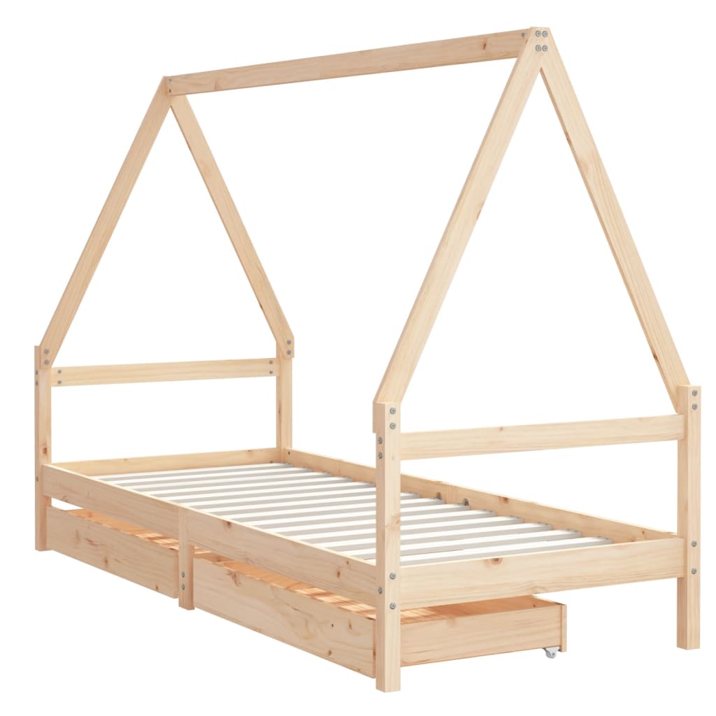 Giroletto per Bambini con Cassetti 90x190cm Legno Massello Pino - homemem39