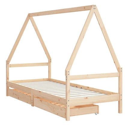 Giroletto per Bambini con Cassetti 90x190cm Legno Massello Pino - homemem39